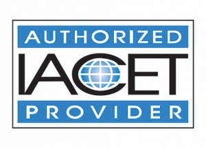 Blue IACET authorized provider logo.