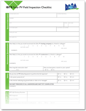 Solar PV Inspections Checklist