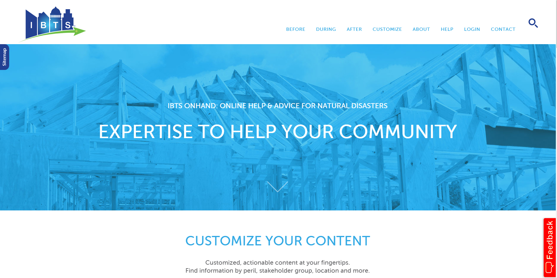 Screenshot of the IBTS OnHAND website homepage, showing a 