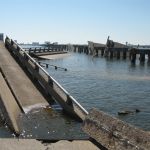 A bridge destroyed by hurricane Katrina in Mississippi.